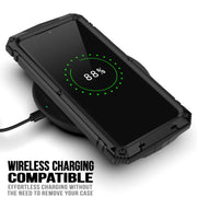 For Samsung Galaxy S21 5G R-JUST Shockproof Water-resistant Dust-proof Metal + Silicone Protective Case with Holder(Black)