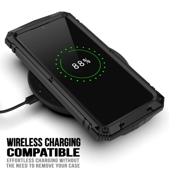 For Samsung Galaxy S21 5G R-JUST Shockproof Water-resistant Dust-proof Metal + Silicone Protective Case with Holder(Black)