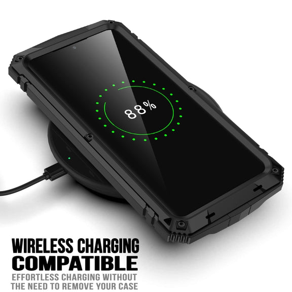 For Samsung Galaxy S21 Ultra 5G R-JUST Shockproof Water-resistant Dust-proof Metal + Silicone Protective Case with Holder(Black)