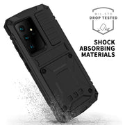 For Samsung Galaxy S21 Ultra 5G R-JUST Shockproof Water-resistant Dust-proof Metal + Silicone Protective Case with Holder(Black)