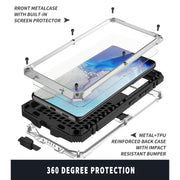 For Samsung Galaxy S21 Ultra 5G R-JUST Shockproof Water-resistant Dust-proof Metal + Silicone Protective Case with Holder(Silver)