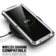 For Samsung Galaxy S21 Ultra 5G R-JUST Shockproof Water-resistant Dust-proof Metal + Silicone Protective Case with Holder(Silver)