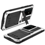 For Samsung Galaxy S21 Ultra 5G R-JUST Shockproof Water-resistant Dust-proof Metal + Silicone Protective Case with Holder(Silver)