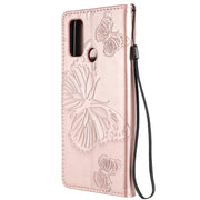 For OPPO A53 (2020) / A53s / A33 (2020) / A32 3D Butterflies Embossing Pattern Horizontal Flip Leather Case with Holder & Card Slot & Wallet(Rose Gold)