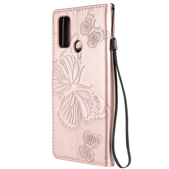 For OPPO A53 (2020) / A53s / A33 (2020) / A32 3D Butterflies Embossing Pattern Horizontal Flip Leather Case with Holder & Card Slot & Wallet(Rose Gold)