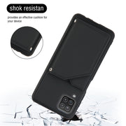 For Samsung Galaxy A12 Skin Feel PU + TPU + PC Back Cover Shockproof Case with Card Slots & Holder & Photo Frame(Black)
