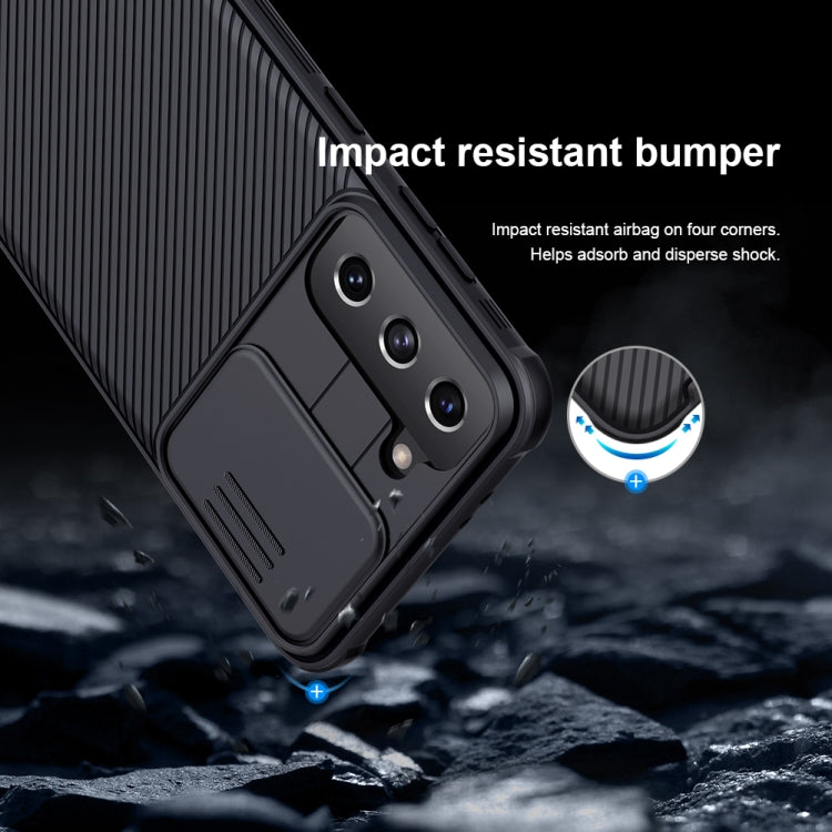 For Samsung Galaxy S21 5G NILLKIN Black Mirror Pro Series Camshield Full Coverage Dust-proof Scratch Resistant Phone Case(Blue)