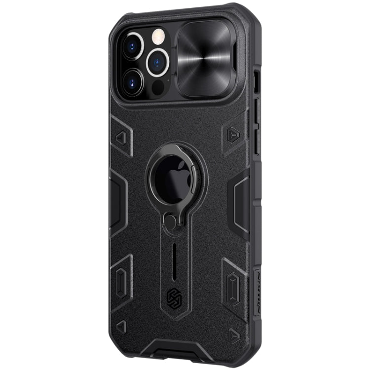 For iPhone 12 Pro Max NILLKIN Shockproof CamShield Armor Protective Case with Invisible Ring Holder(Black)