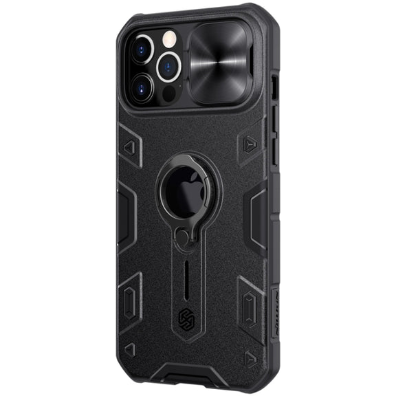 For iPhone 12 Pro Max NILLKIN Shockproof CamShield Armor Protective Case with Invisible Ring Holder(Black)