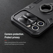 For iPhone 12 Pro Max NILLKIN Shockproof CamShield Armor Protective Case with Invisible Ring Holder(Black)