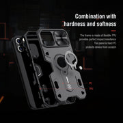 For iPhone 12 Pro Max NILLKIN Shockproof CamShield Armor Protective Case with Invisible Ring Holder(Black)