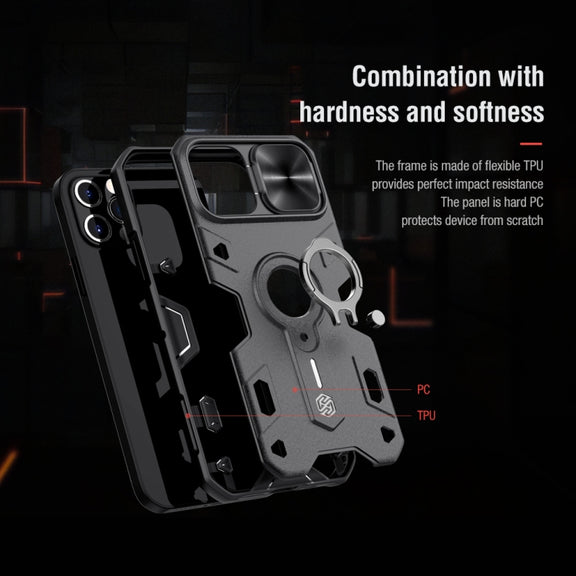 For iPhone 12 Pro Max NILLKIN Shockproof CamShield Armor Protective Case with Invisible Ring Holder(Black)