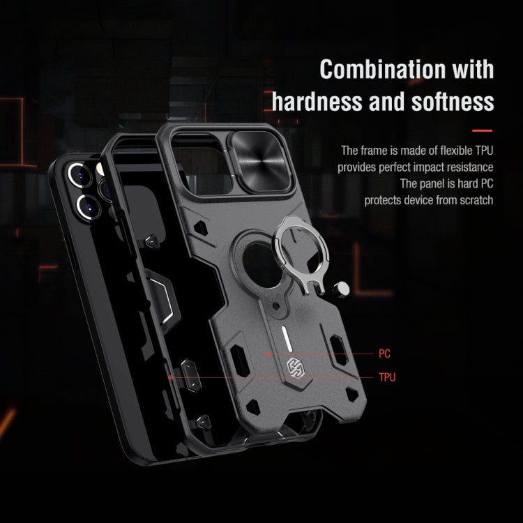 For iPhone 12 Pro Max NILLKIN Shockproof CamShield Armor Protective Case with Invisible Ring Holder(Black)