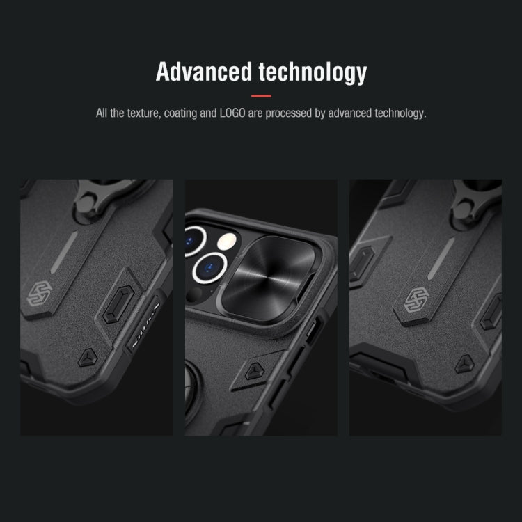 For iPhone 12 Pro Max NILLKIN Shockproof CamShield Armor Protective Case with Invisible Ring Holder(Black)