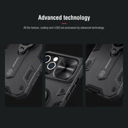 For iPhone 12 Pro Max NILLKIN Shockproof CamShield Armor Protective Case with Invisible Ring Holder(Black)
