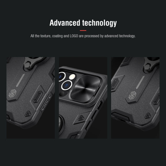 For iPhone 12 Pro Max NILLKIN Shockproof CamShield Armor Protective Case with Invisible Ring Holder(Black)