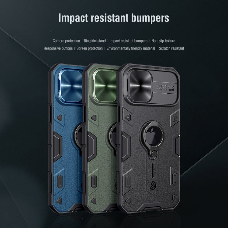 For iPhone 12 Pro Max NILLKIN Shockproof CamShield Armor Protective Case with Invisible Ring Holder(Black)