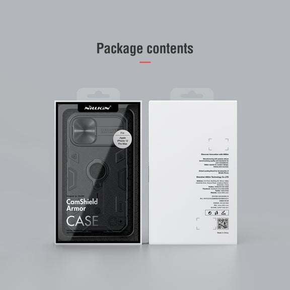 For iPhone 12 Pro Max NILLKIN Shockproof CamShield Armor Protective Case with Invisible Ring Holder(Black)