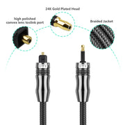 EMK OD6.0mm 3.5mm Digital Sound Toslink to Mini Toslink Digital Optical Audio Cable, Length:1.5m