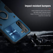 For Samsung Galaxy S21+ 5G NILLKIN Shockproof CamShield Armor Protective Case with Invisible Ring Holder(Blue)