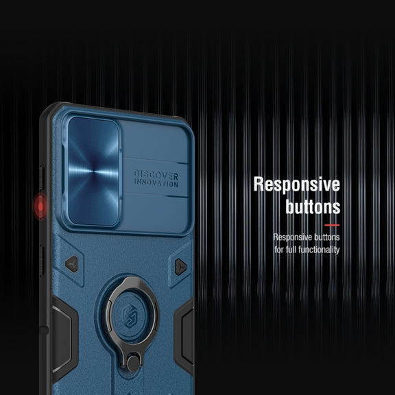 For Samsung Galaxy S21+ 5G NILLKIN Shockproof CamShield Armor Protective Case with Invisible Ring Holder(Blue)