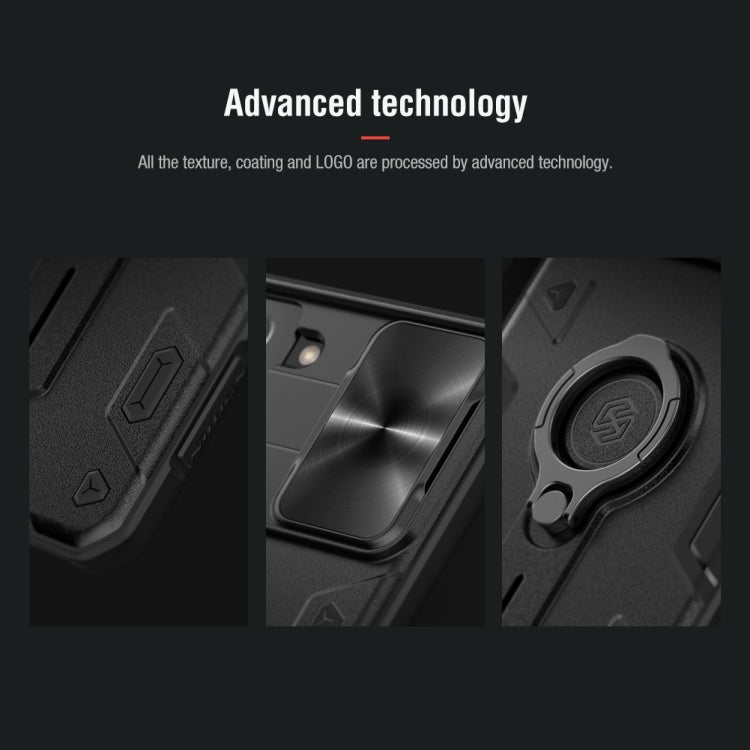 For Samsung Galaxy S21+ 5G NILLKIN Shockproof CamShield Armor Protective Case with Invisible Ring Holder(Blue)