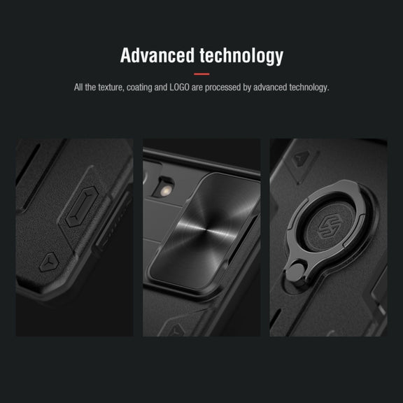 For Samsung Galaxy S21+ 5G NILLKIN Shockproof CamShield Armor Protective Case with Invisible Ring Holder(Blue)