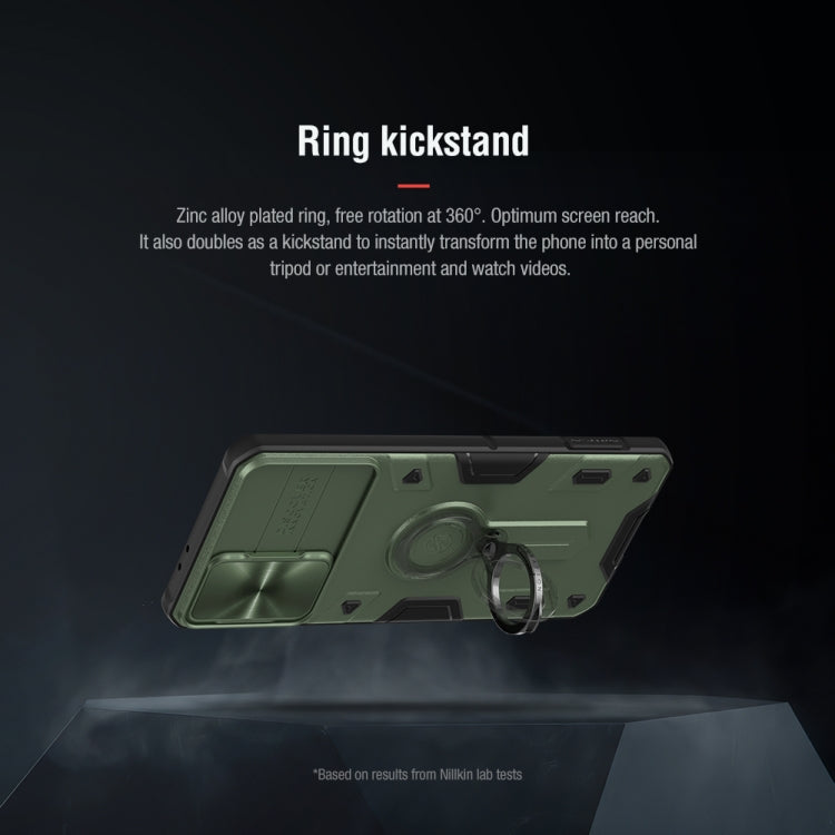 For Samsung Galaxy S21+ 5G NILLKIN Shockproof CamShield Armor Protective Case with Invisible Ring Holder(Green)