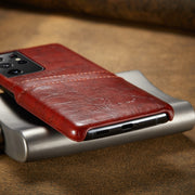 For Samsung Galaxy S21 Ultra 5G Fierre Shann Oil Wax Texture Leather Back Cover Case(Brown)