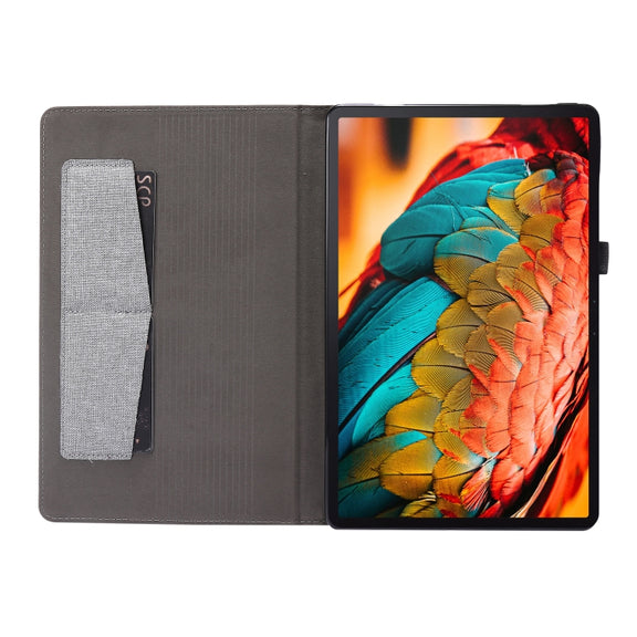 For Lenovo Tab P11 Horizontal Flip TPU + Fabric PU Leather Protective Case with Name Card Clip(Grey)
