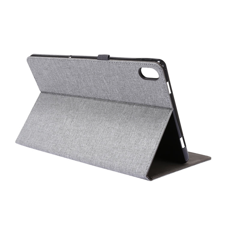For Lenovo Tab P11 Horizontal Flip TPU + Fabric PU Leather Protective Case with Name Card Clip(Grey)