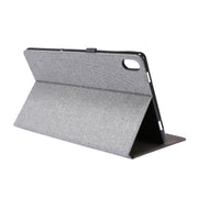 For Lenovo Tab P11 Horizontal Flip TPU + Fabric PU Leather Protective Case with Name Card Clip(Grey)