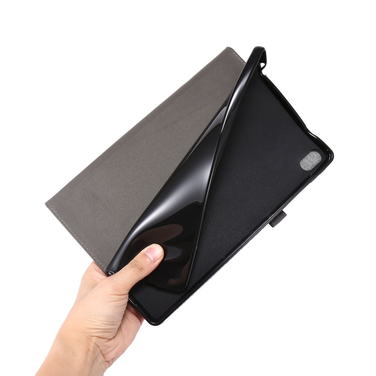 For Lenovo Tab P11 Horizontal Flip TPU + Fabric PU Leather Protective Case with Name Card Clip(Grey)