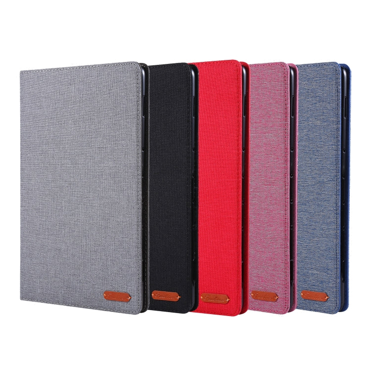 For Lenovo Tab P11 Horizontal Flip TPU + Fabric PU Leather Protective Case with Name Card Clip(Grey)