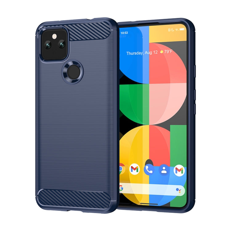 For Google Pixel 5a Brushed Texture Carbon Fiber TPU Case(Navy Blue)