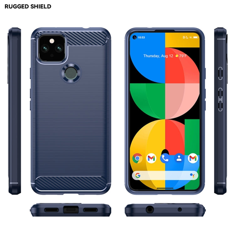 For Google Pixel 5a Brushed Texture Carbon Fiber TPU Case(Navy Blue)
