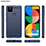 For Google Pixel 5a Brushed Texture Carbon Fiber TPU Case(Navy Blue)