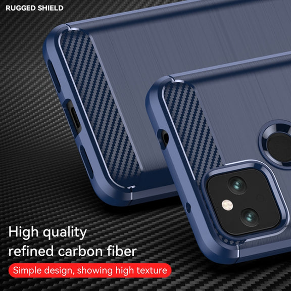 For Google Pixel 5a Brushed Texture Carbon Fiber TPU Case(Navy Blue)