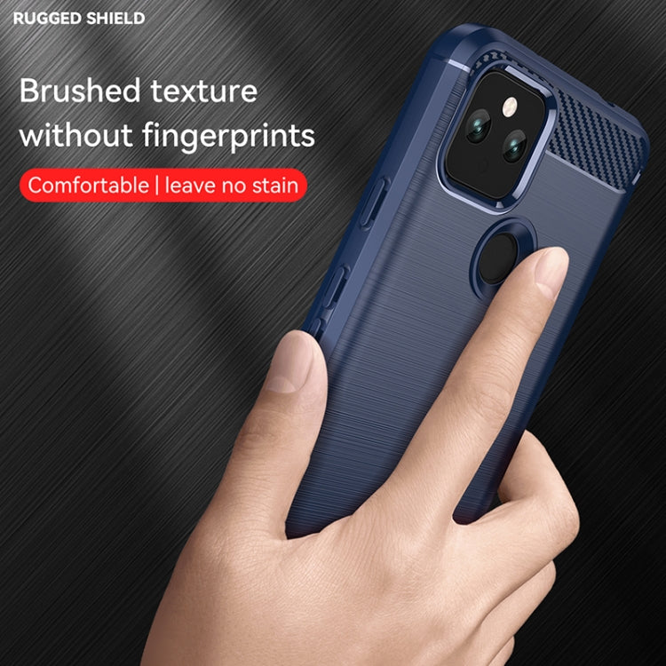 For Google Pixel 5a Brushed Texture Carbon Fiber TPU Case(Navy Blue)