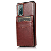 For Samsung Galaxy S20 FE Solid Color PC + TPU Protective Case with Holder & Card Slots(Brown)