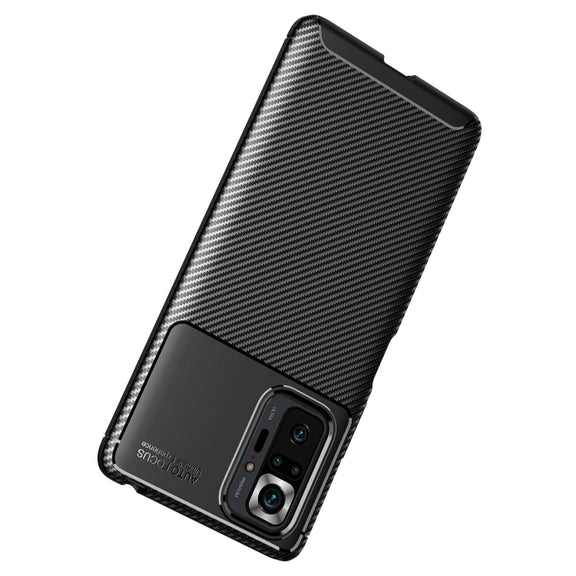 For Xiaomi Redmi Note 10 Pro / Note 10 Pro Max Carbon Fiber Texture Shockproof TPU Case(Black)