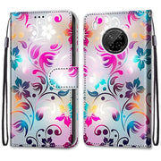 For Huawei Y9a Coloured Drawing Cross Texture Horizontal Flip PU Leather Case with Holder & Card Slots & Wallet & Lanyard(Gradient Colorful Flower)