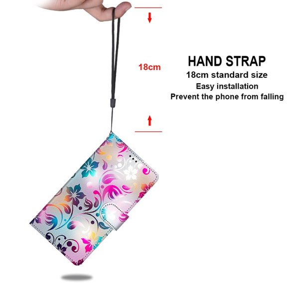 For Huawei Y9a Coloured Drawing Cross Texture Horizontal Flip PU Leather Case with Holder & Card Slots & Wallet & Lanyard(Gradient Colorful Flower)