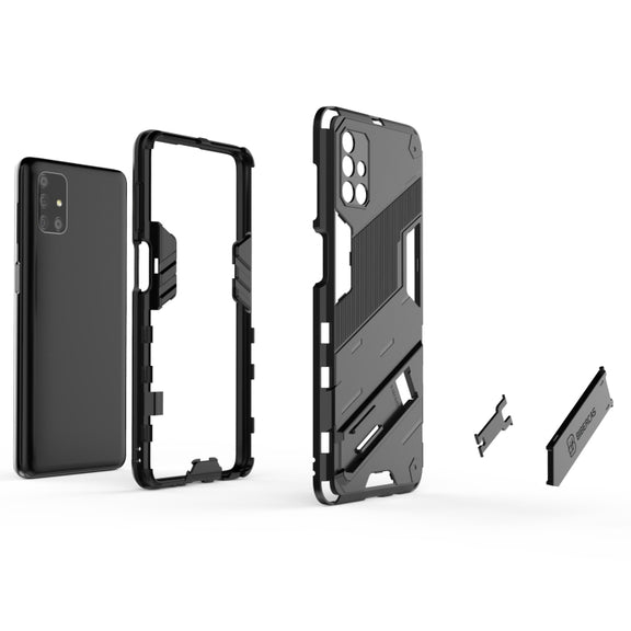 For Samsung Galaxy M51 Punk Armor 2 in 1 PC + TPU Shockproof Case with Invisible Holder(Grey)