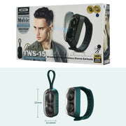Remax TWS-15 Bluetooth 5.0 Portable Wristband Style True Wireless Stereo Earphone(Black)