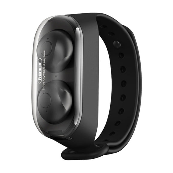 Remax TWS-15 Bluetooth 5.0 Portable Wristband Style True Wireless Stereo Earphone(Black)