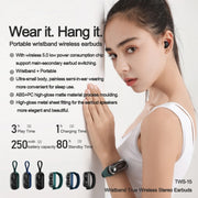 Remax TWS-15 Bluetooth 5.0 Portable Wristband Style True Wireless Stereo Earphone(Black)