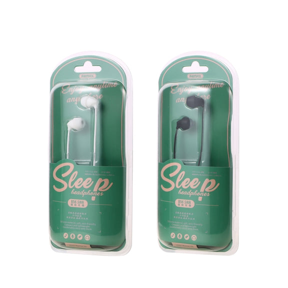 REMAX RM-588 In-Ear Stereo Sleep Earphone with Wire Control & MIC & Support Hands-free(Black)