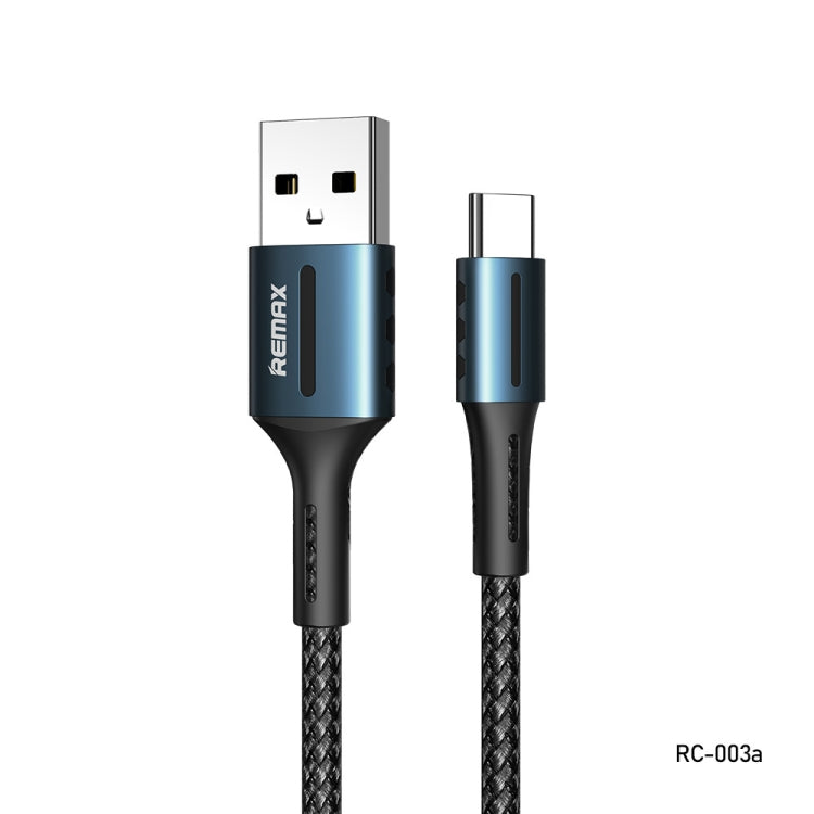 Remax RC-003a 2.4A Type-C / USB-C Barrett Series Charging Data Cable, Length: 1m(Black)