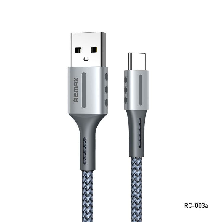 Remax RC-003a 2.4A Type-C / USB-C Barrett Series Charging Data Cable, Length: 1m(Silver)